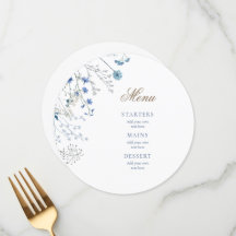 Menu mariage fleur sauvage bleu