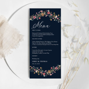 Menu Mariage Fleur sauvage bleu marine