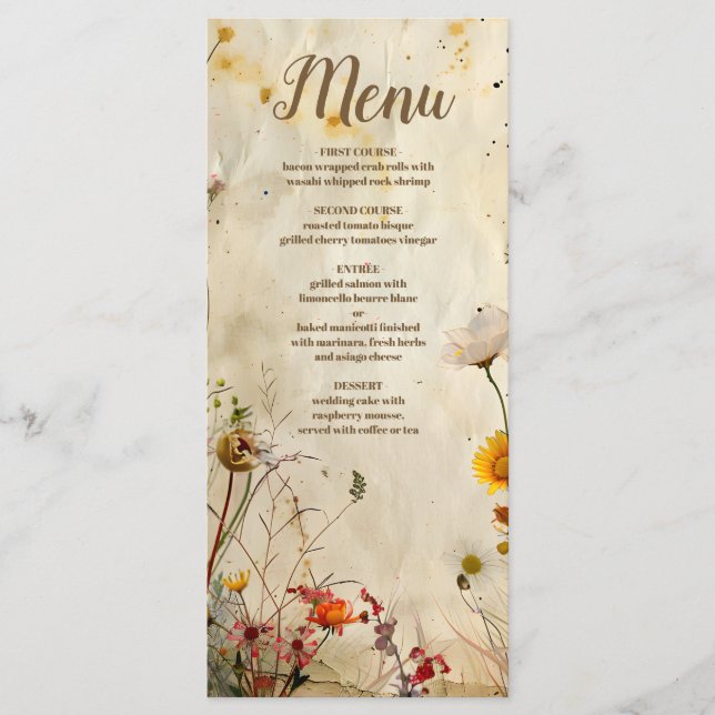 Menu Mariage Fleur sauvage Boho Fall (Devant)