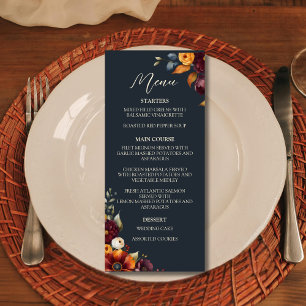 Menu Mariage Fleur sauvage de la marine et de l'automne