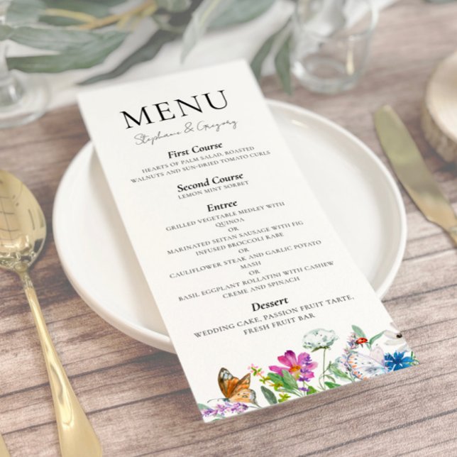 Menu Mariage Fleur sauvage de printemps coloré (Créateur téléchargé)