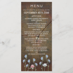 Menu Mariage fleur sauvage en chêne