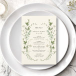 Menu Mariage Fleur sauvage ivoire Elegant<br><div class="desc">Cet élégant menu de mariage propose de beaux fleurs sauvages aquarellés peints à la main, disposés comme une couronne, parfaits pour le printemps, l'été ou les mariages de automne. Pour une personnalisation plus avancée de cette conception, cliquez sur le BOUTON OUTIL DESIGN BLEU ci-dessus ! Des articles correspondants sont également...</div>