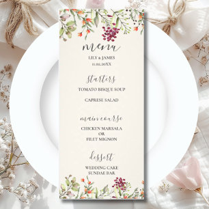 Menu Mariage fleur sauvage Meadow Ecru