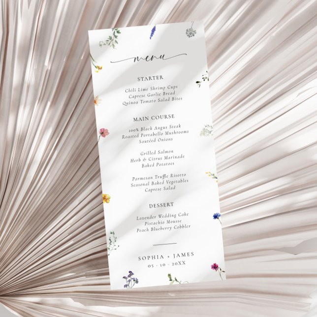 Menu Mariage fleur sauvage minimal (Créateur téléchargé)