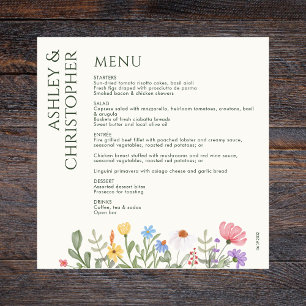 Menu Mariage Fleur sauvage rustique moderne