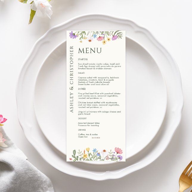 Menu Mariage Fleur sauvage rustique moderne (Créateur téléchargé)