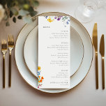 Menu Mariage Fleur sauvage Vintage coloré<br><div class="desc">Présentez notre carte de menu mariage exquise avec un design minimaliste et coloré de fleur sauvage vintage! Le beau design fleur sauvage ajoute une touche d'élégance et de fantaisie à votre journée spéciale, tandis que le style minimaliste garde l'accent sur votre délicieux menu. Le design comprend une variété de fleurs...</div>