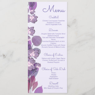Menu Mariage fleuri mauve pourpre