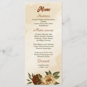 Menu mariage fleuri rustique en terre cuite