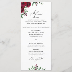 Menu Mariage Fleurs Bourgogne