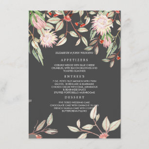 Menu Mariage Fleurs de Tige Roses et Gris