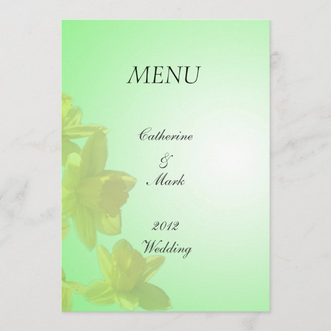 menu mariage, fleurs de tulipe jaune (Devant)