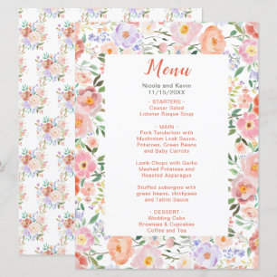 Menu Mariage Fleurs florales printanières