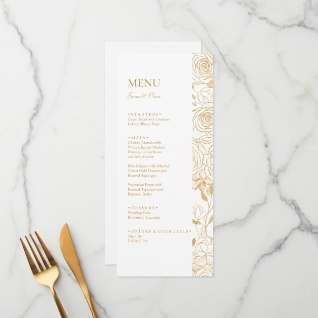 Menu Mariage Fleurs GILDED (Devant/Arrière en situation)