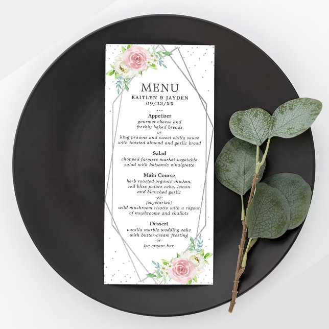 Menu Mariage floral à huile géométrique chic (Créateur téléchargé)