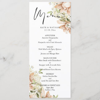 Menu Mariage Floral Aquarelle