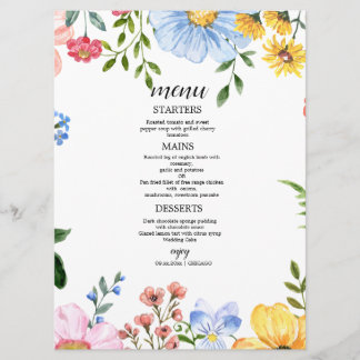 Menu Mariage Floral Aquarelle