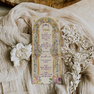 Menu Mariage Floral Art Nouveau Vintage