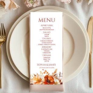 Menu Mariage Floral Automnal Élégant Rustique