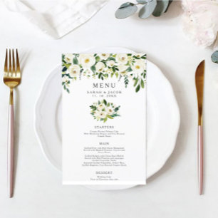 Menu Mariage Floral Blanc