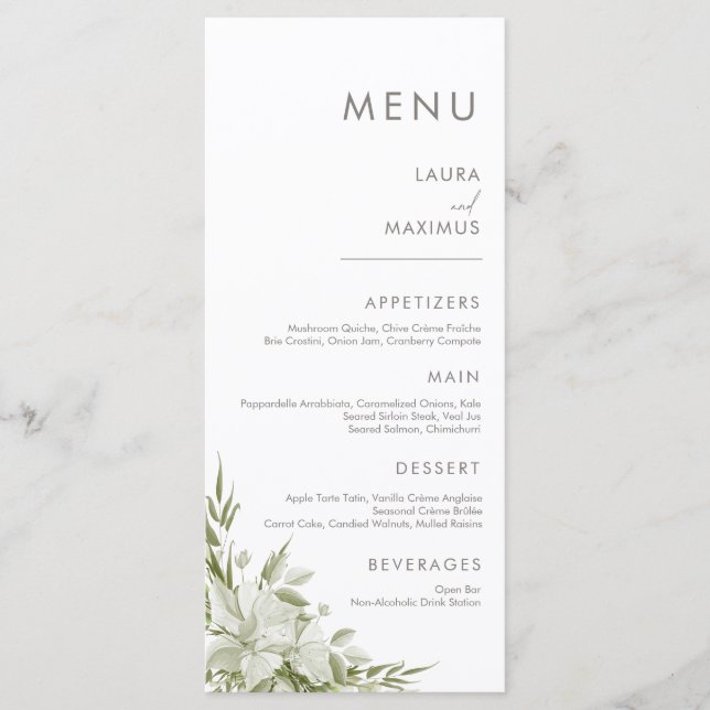 Menu Mariage Floral Blanc (Devant)
