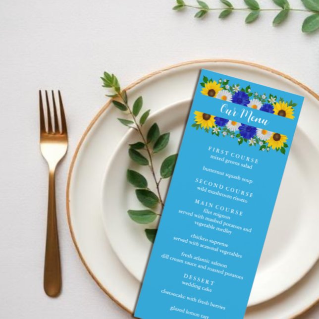 Menu Mariage Floral bleu ciel d'été (Créateur téléchargé)