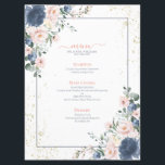 Menu Mariage floral bleu pâle rose rose pâle<br><div class="desc">Si joli ! ! ! Créez le cadre parfait de la réception avec ce menu floral à l'aquarelle bleu poussiéreux et rose vif et tendance,  avec de la poussière d'or imitation. Copyright Invitations élégants,  tous droits réservés.</div>