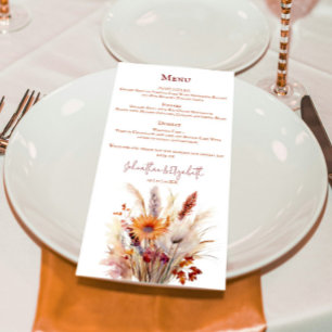 Menu Mariage floral Boho d'automne