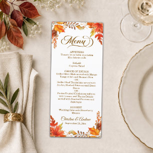 Menu Mariage Floral Boho d'Automne et d'Amour
