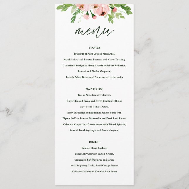 Menu mariage floral brun (Devant)