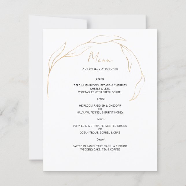 MENU MARIAGE Floral Budget Gold. (Devant)
