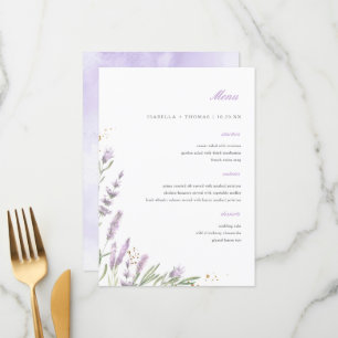 Menu Mariage floral chic or et aquarelle