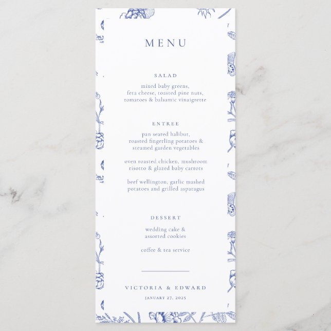 Menu Mariage Floral Chinoiserie (Devant)