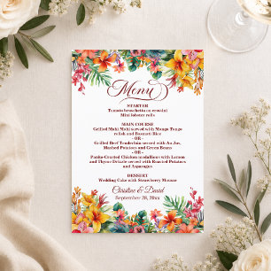 Menu Mariage Floral Coloré Hawaïen 