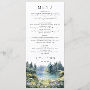 Menu Mariage Floral de Fleurs Sauvages au Bord du Lac e