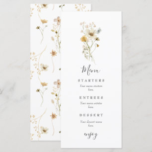 Menu Mariage floral de jardin bohème de fleurs sauvages
