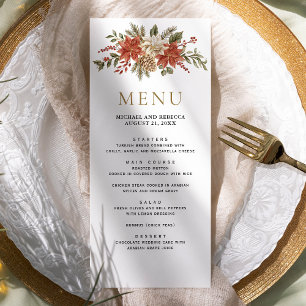 Menu Mariage Floral de Noël Or Rouge