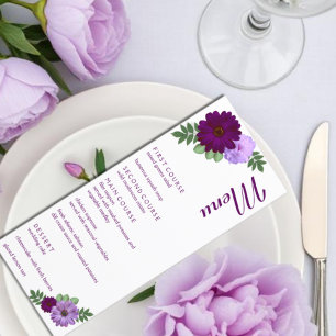 Menu Mariage floral de pivoine violette