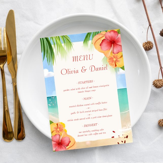 Menu Mariage Floral de Plage d'Ile Tropicale  (Créateur téléchargé)