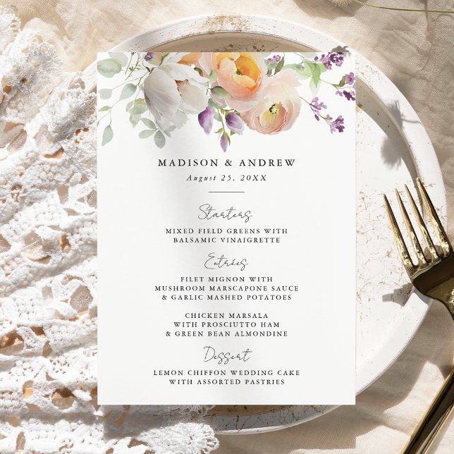 Menu Mariage Floral Délicat de Printemps (Créateur téléchargé)