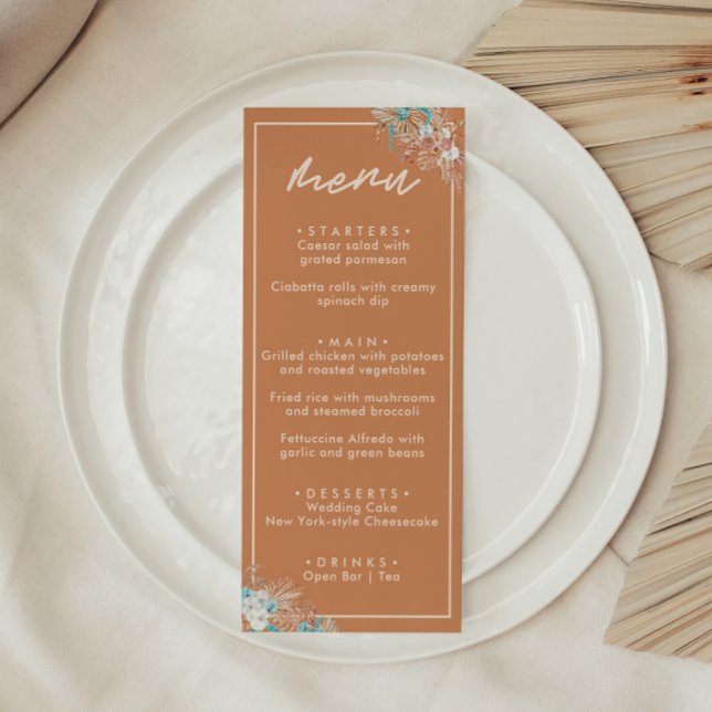 Menu Mariage floral Earthy Boho moderne (Créateur téléchargé)