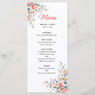 Menu Mariage Floral Élégant