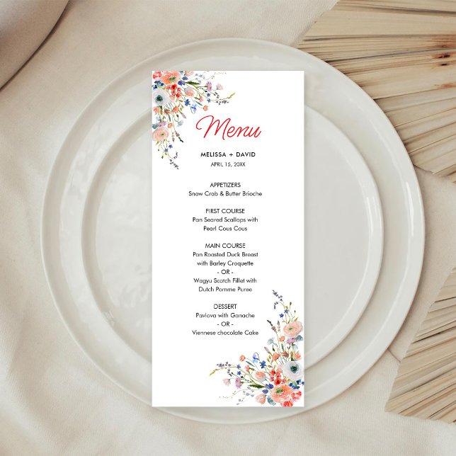 Menu Mariage Floral Élégant (Créateur téléchargé)