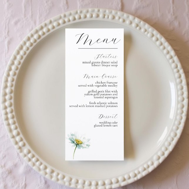 Menu Mariage floral élégant à l'aquarelle Daisy (Créateur téléchargé)