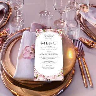 Menu Mariage Floral Élégant Rose aux Fleurs de Cerisier