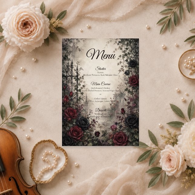 Menu Mariage Floral Gothique Éthéré (Créateur téléchargé)