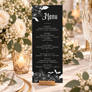 Menu Mariage Floral Gothique Romantique Sombre Noir