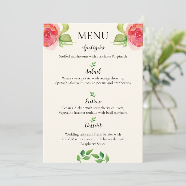 Menu Mariage floral gracieux (Debout devant)