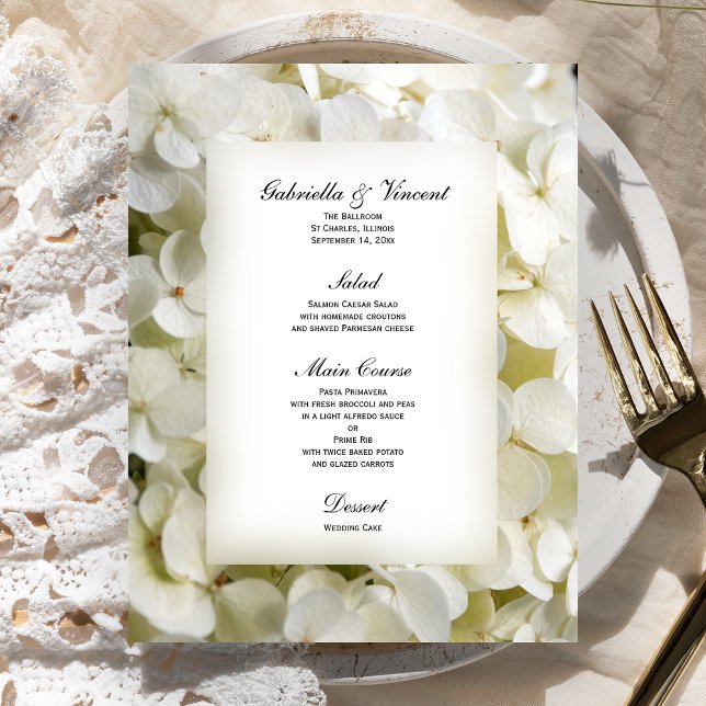 Menu Mariage Floral Hydrangea Blanc (Créateur téléchargé)